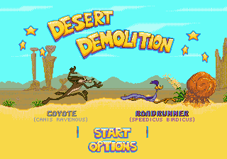 Заставка игры Desert Demolition Starring Road Runner and Wile E. Coyote